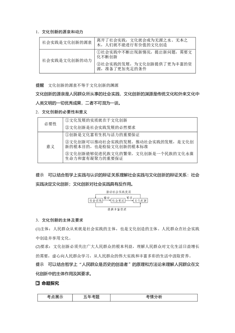 68第十单元文化传承与创新第25课　文化创新_通用版（老高考）复习资料_2023年复习资料_一轮+二轮_政治高三一轮复习系列_政治高三一轮复习系列《一轮复习讲义》（学生版）