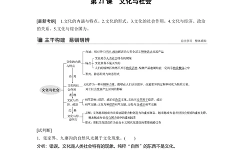60第九单元文化与生活第21课　文化与社会_通用版（老高考）复习资料_2023年复习资料_一轮+二轮_政治高三一轮复习系列_政治高三一轮复习系列《一轮复习讲义》（教师版）