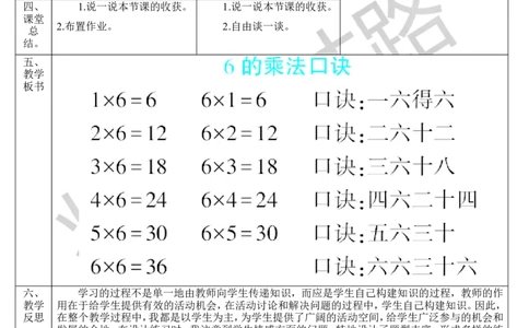 第4课时6的乘法口诀_1-6年级上册_数学2年级上册教学资源包（新教材2025秋）_旧教材课件_导学案新版_4表内乘法（一）_2.2-6的乘法口诀