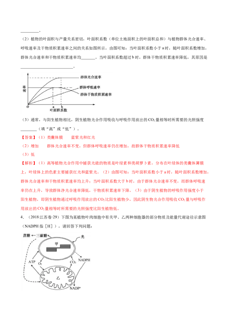 专题14光合作用与呼吸作用综合-十年（2012-2021）高考生物真题分项汇编（全国通用）（解析版）_高考真题分类汇编(2012-2022)生物_高考真题分项汇编(2012-2021)生物