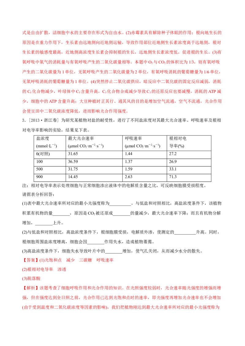 专题14光合作用与呼吸作用综合-十年（2012-2021）高考生物真题分项汇编（全国通用）（解析版）_高考真题分类汇编(2012-2022)生物_高考真题分项汇编(2012-2021)生物