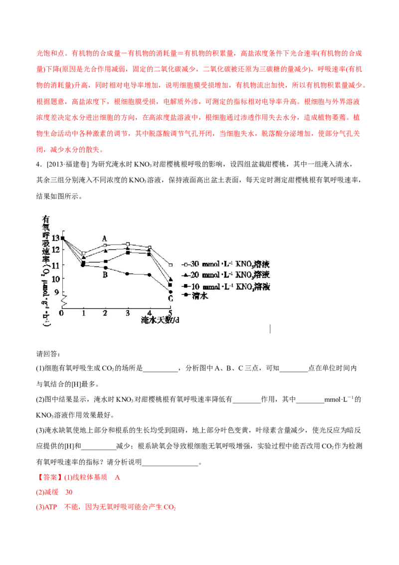 专题14光合作用与呼吸作用综合-十年（2012-2021）高考生物真题分项汇编（全国通用）（解析版）_高考真题分类汇编(2012-2022)生物_高考真题分项汇编(2012-2021)生物