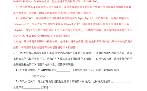 专题14光合作用与呼吸作用综合-十年（2012-2021）高考生物真题分项汇编（全国通用）（解析版）_高考真题分类汇编(2012-2022)生物_高考真题分项汇编(2012-2021)生物