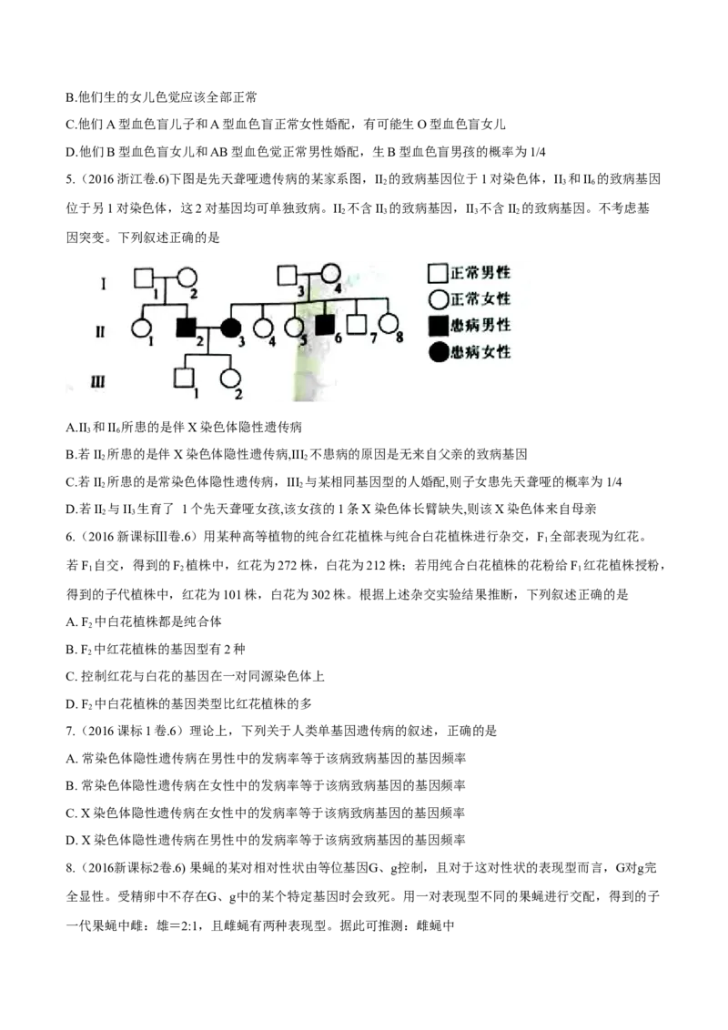 专题05遗传的基本规律与遗传病-十年（2012-2021）高考生物真题分项汇编（全国通用）（原卷版）_高考真题分类汇编(2012-2022)生物_高考真题分项汇编(2012-2021)生物