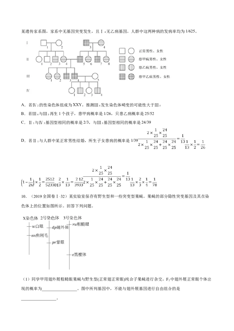 专题05遗传的基本规律与遗传病-十年（2012-2021）高考生物真题分项汇编（全国通用）（原卷版）_高考真题分类汇编(2012-2022)生物_高考真题分项汇编(2012-2021)生物