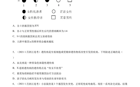 专题05遗传的基本规律与遗传病-十年（2012-2021）高考生物真题分项汇编（全国通用）（原卷版）_高考真题分类汇编(2012-2022)生物_高考真题分项汇编(2012-2021)生物