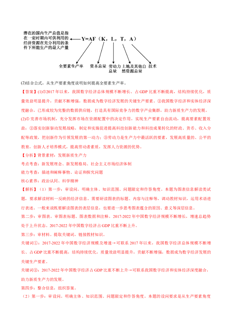 必刷题主观题50道必修2《经济与社会》（解析版）_42025年新高考资料_专项复习_2025年高考政治分册专项复习（新教材新高考）