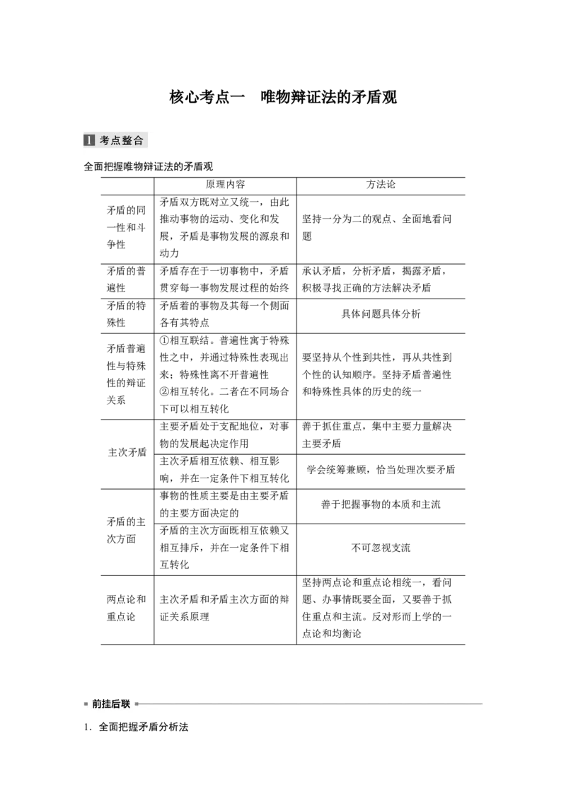 15第一部分专题十五矛盾观与否定观_通用版（老高考）复习资料_2023年复习资料_一轮+二轮_政治高三二轮复习系列_政治高三二轮复习系列《二轮复习增分策略》（教师版）
