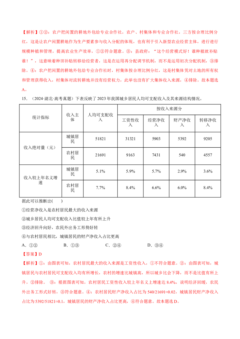 必刷题高考真题必修2《经济与社会》（解析版）_42025年新高考资料_专项复习_2025年高考政治分册专项复习（新教材新高考）