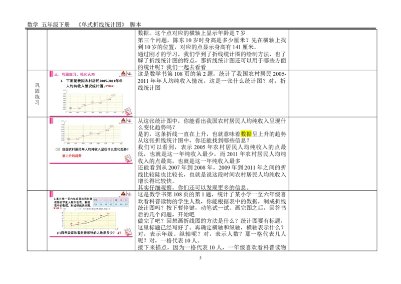1单式折线统计图_1-6年级下册_R5数下新插图版_R5数下教案+学案_慕课堂教案_7折线统计图