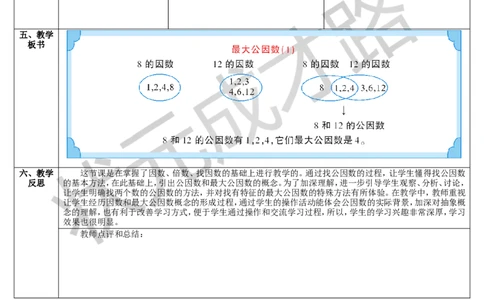 第1课时最大公因数（1）_1-6年级下册_R5数下新插图版_R5数下教案+学案_导学案_4分数的意义和性质_4.约分