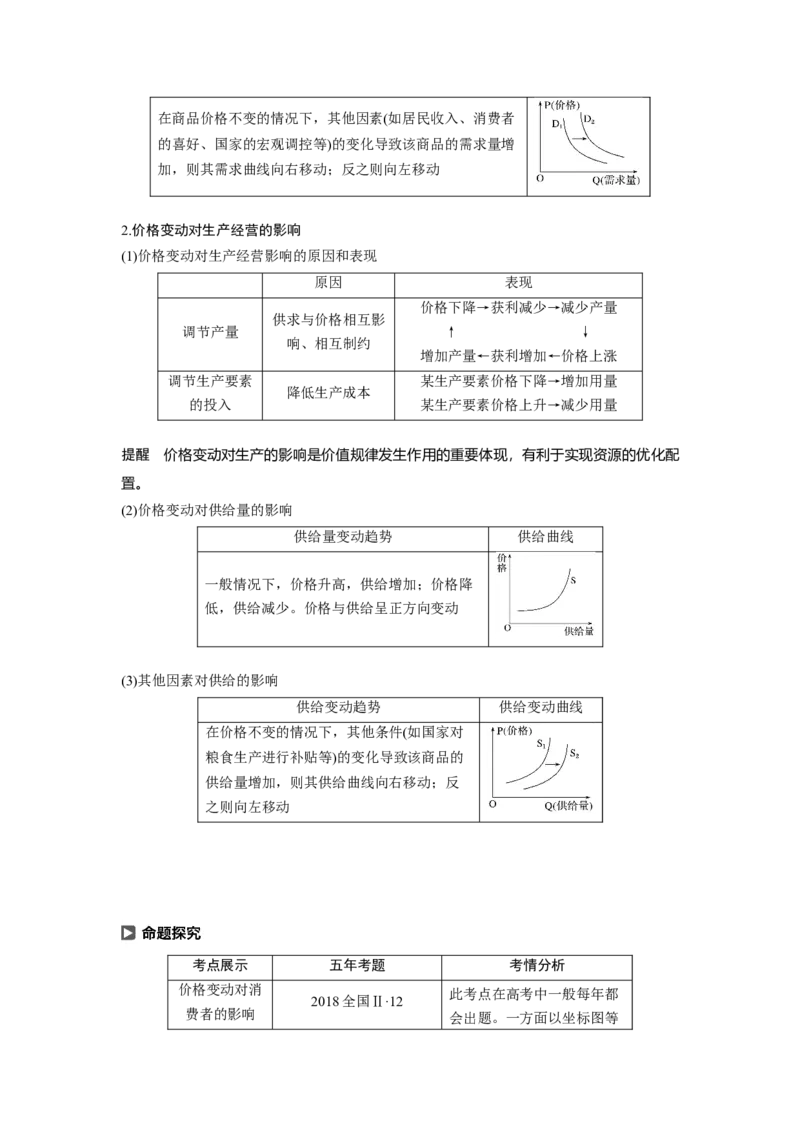 02第一单元生活与消费第2课　多变的价格_通用版（老高考）复习资料_2023年复习资料_一轮+二轮_政治高三一轮复习系列_政治高三一轮复习系列《一轮复习讲义》（教师版）