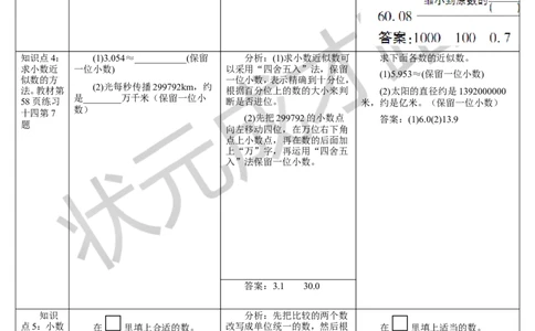 整理与复习_1-6年级下册_R4数下新插图版_R4数下教案+学案_导学案_4小数的意义和性质
