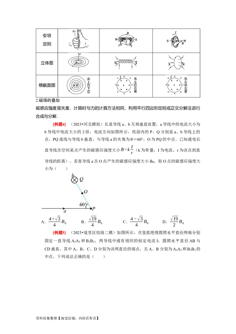 第21讲　磁场的描述磁场对电流的作用（原卷版）_通用版（老高考）复习资料_2024年复习资料_完2024年高考物理一轮考点复习精讲精练（全国通用）