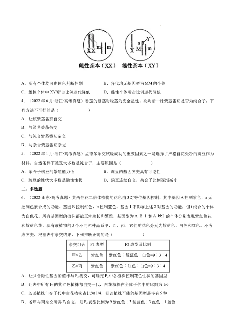 专题06基因的分离定律和自由组合定律-三年（2020-2022）高考真题生物分项汇编（全国通用）（原卷版）_高考真题分类汇编(2012-2022)生物_高考真题分项汇编(2020-2022)生物