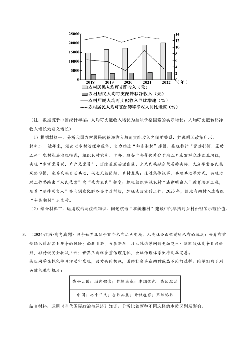 专题二主观题高分策略（讲义）（原卷版）_42025年新高考资料_二轮复习_上好课2025年高考政治二轮复习讲练测（新高考通用）338376762