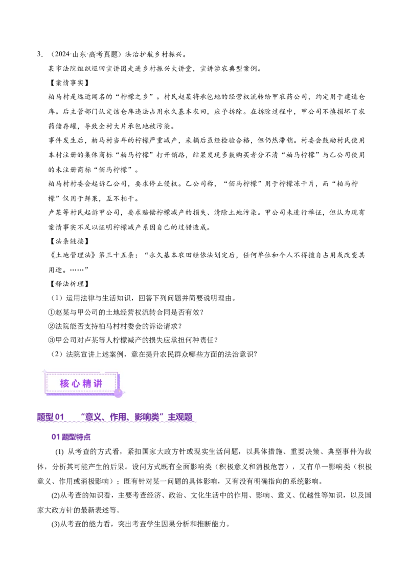 专题二主观题高分策略（讲义）（原卷版）_42025年新高考资料_二轮复习_上好课2025年高考政治二轮复习讲练测（新高考通用）338376762