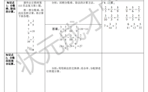 第1课时分数的乘、除法和比（1）_1-6年级上册_数学6年级上册教学资源包_导学案新版_9总复习
