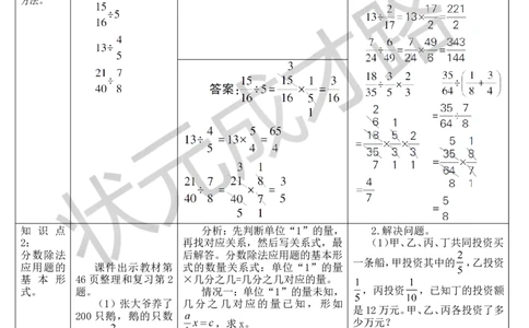 整理和复习_1-6年级上册_数学6年级上册教学资源包_导学案新版_3分数除法