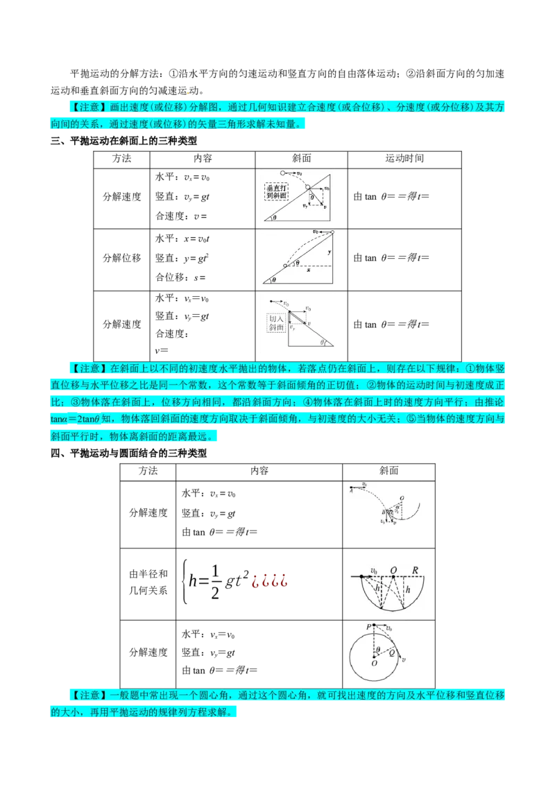 专题04曲线运动（解析版）_新高考复习资料_2025年新高考资料_2025年高考物理一轮复习知识清单
