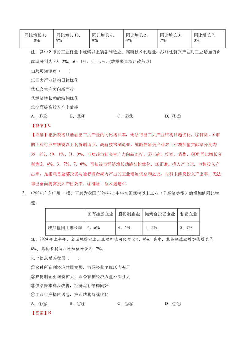 专题一客观题解题妙招（练习）（解析版）_42025年新高考资料_二轮复习_上好课2025年高考政治二轮复习讲练测（新高考通用）338376762_第二部分题型突破