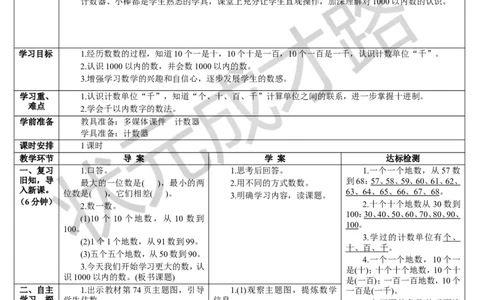 第1课时1000以内数的认识（1）_1-6年级下册_R2数下新插图版_旧教材资源_R2数下教案+学案_导学案_7万以内数的认识