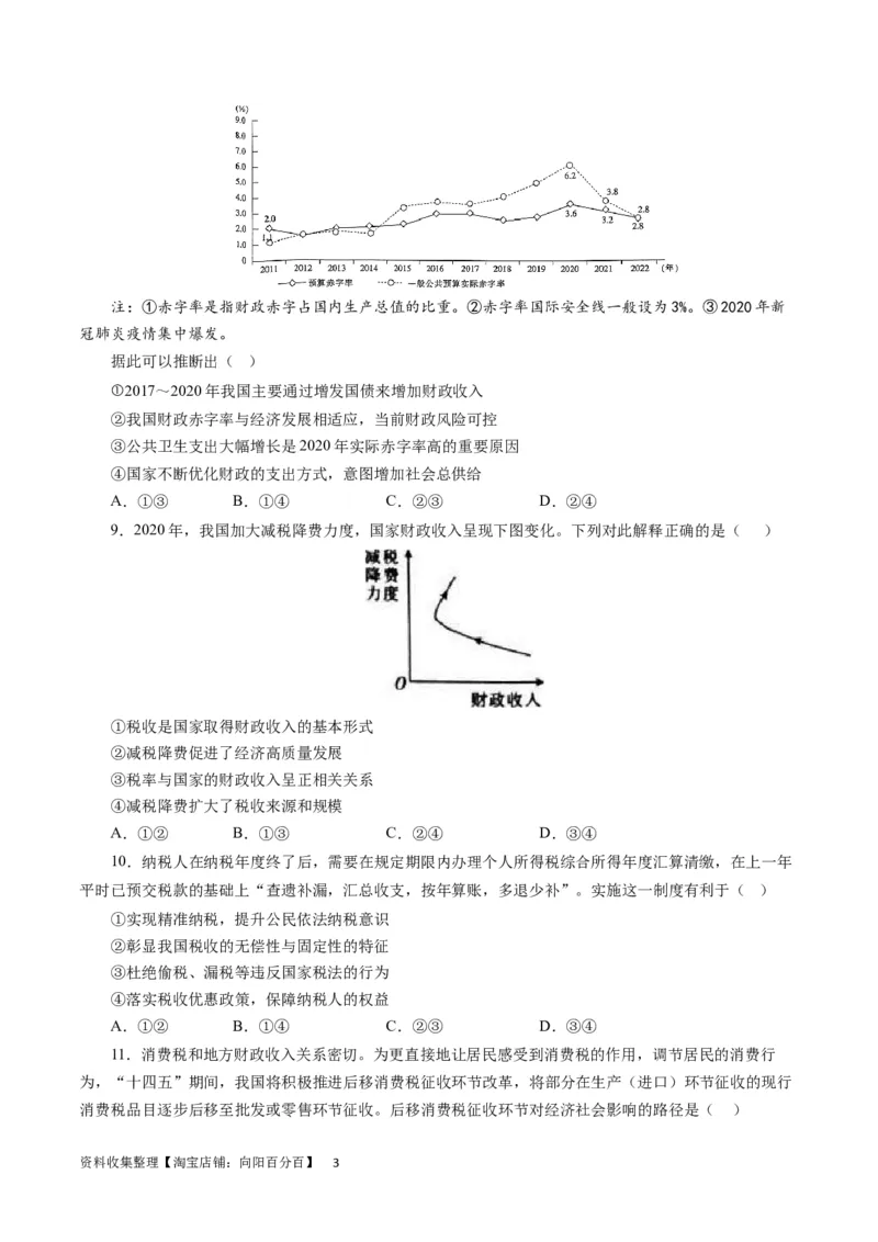 第八课财政和税收（原卷版）_通用版（老高考）复习资料_2024年复习资料_完备战2024年高考政治一轮复习考点帮（全国通用&middot;人教版）_必修一《经济生活》