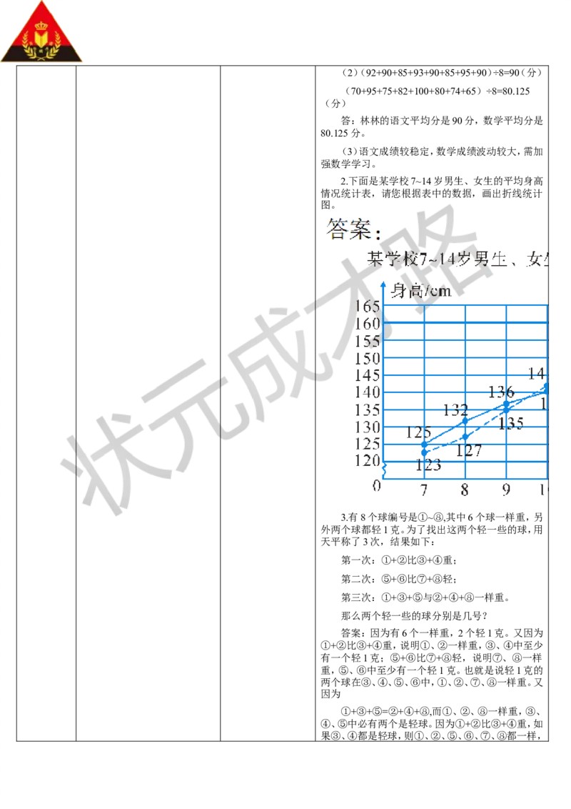 第5课时统计与数学广角_1-6年级下册_R5数下新插图版_R5数下教案+学案_导学案_9总复习