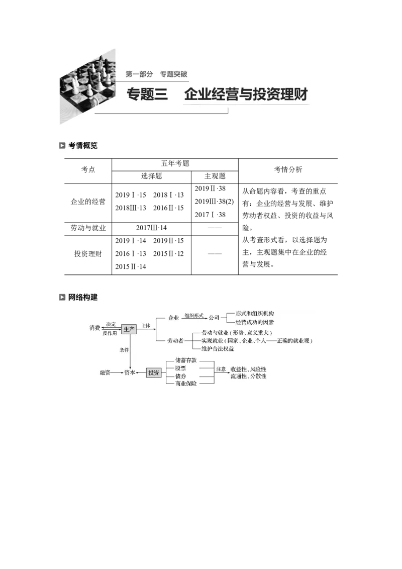 03第一部分专题三企业经营与投资理财_通用版（老高考）复习资料_2023年复习资料_一轮+二轮_政治高三二轮复习系列_政治高三二轮复习系列《二轮复习增分策略》（学生版）