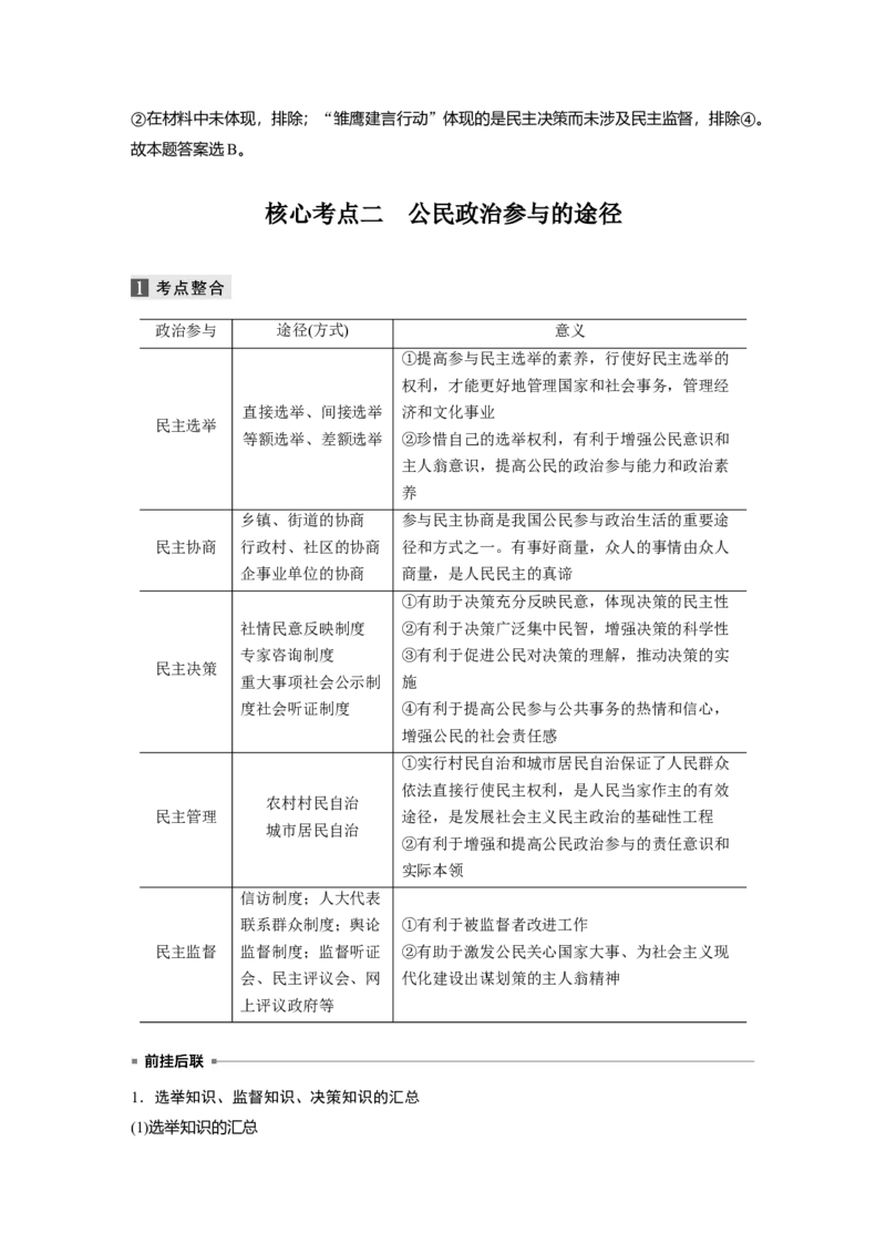 06第一部分专题六公民权利与政治参与_通用版（老高考）复习资料_2023年复习资料_一轮+二轮_政治高三二轮复习系列_政治高三二轮复习系列《二轮复习增分策略》（教师版）