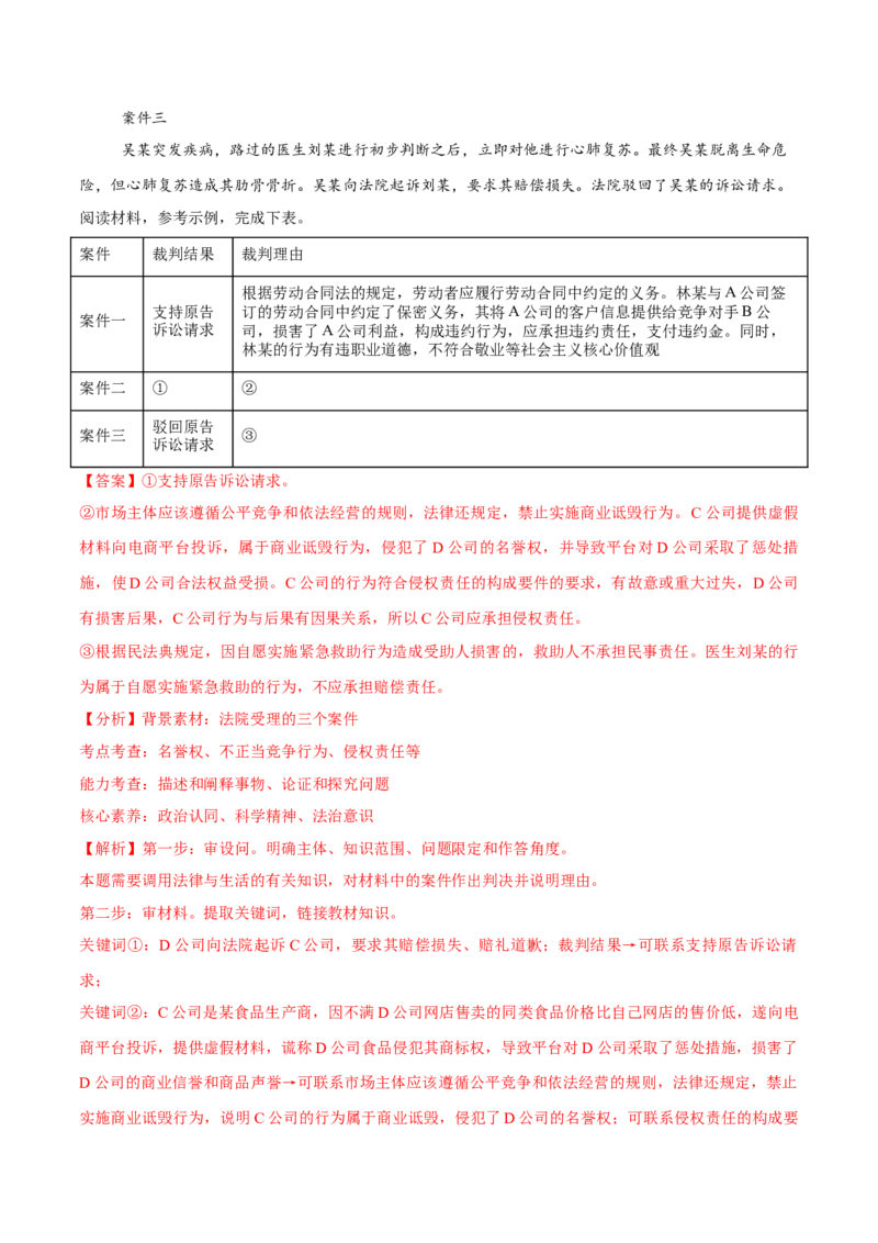 必刷题主观题50道选择性必修2《法律与生活》（解析版）_42025年新高考资料_专项复习_2025年高考政治分册专项复习（新教材新高考）