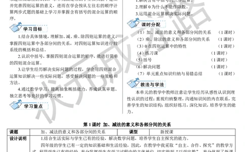 第1课时加、减法的意义和各部分间的关系_1-6年级下册_R4数下新插图版_R4数下教案+学案_导学案_1四则运算