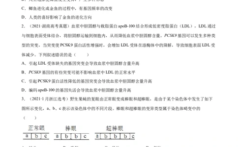 专题06生物的变异与进化-十年（2012-2021）高考生物真题分项汇编（全国通用）（原卷版）_高考真题分类汇编(2012-2022)生物_高考真题分项汇编(2012-2021)生物
