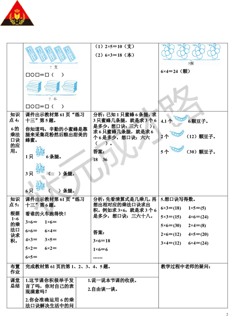 练习课（第4课时）_1-6年级上册_数学2年级上册教学资源包（新教材2025秋）_旧教材课件_导学案新版_4表内乘法（一）_2.2-6的乘法口诀