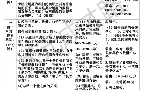 第4课时单价、数量和总价_1-6年级上册_数学4年级上册教学资源包_导学案新版_4三位数乘两位数