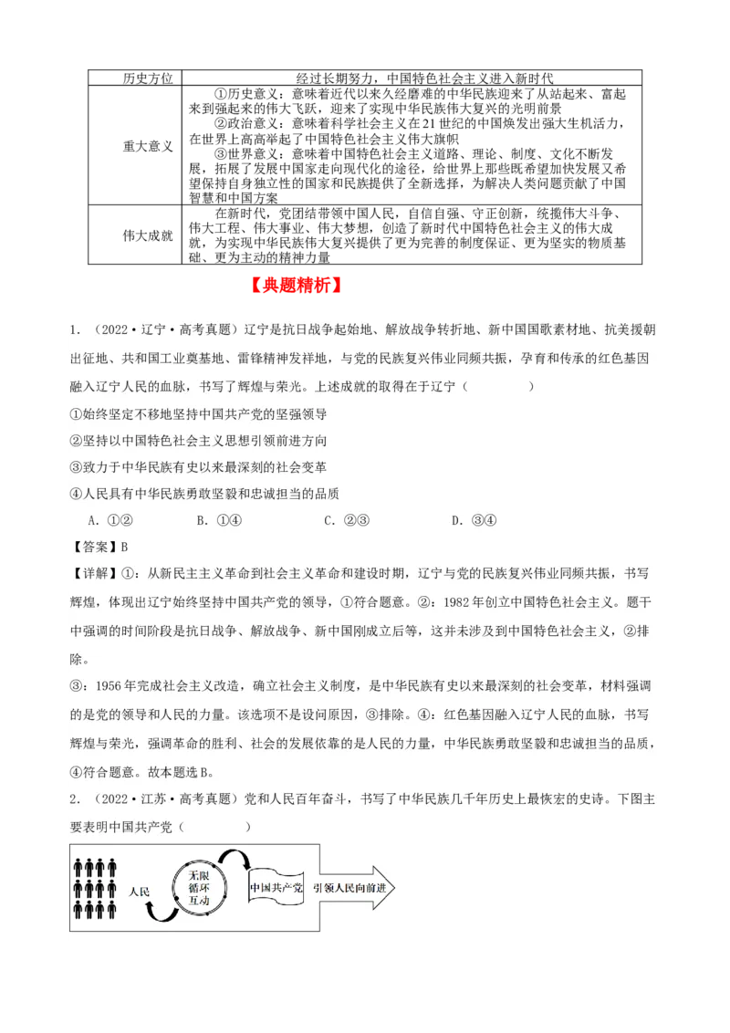 第一课历史和人民的选择学案（解析版）一轮备课优选2025年高考政治一轮复习精品课件＋学案＋练习（统编版）_42025年新高考资料_一轮复习_必修三《政治与法治》