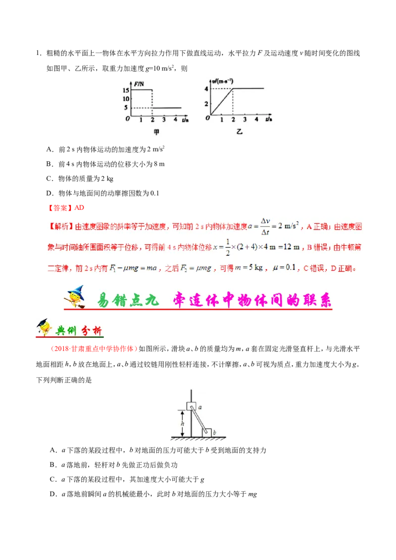 专题03牛顿运动定律-备战2019年高考物理之纠错笔记系列（解析版）_新高考复习资料_2022年新高考复习资料_高考物理2022年一轮复习各版本_赠19年高考物理纠错笔记