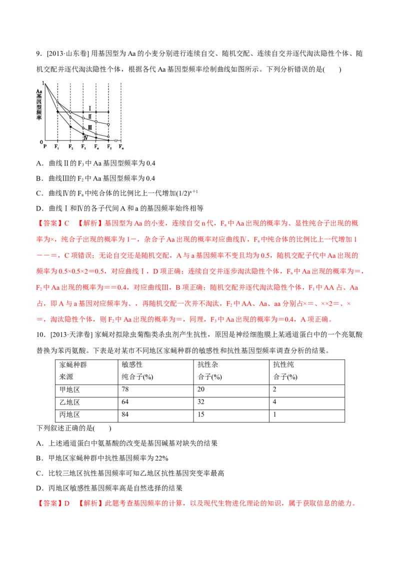 专题06生物的变异与进化-十年（2012-2021）高考生物真题分项汇编（全国通用）（解析版）_高考真题分类汇编(2012-2022)生物_高考真题分项汇编(2012-2021)生物