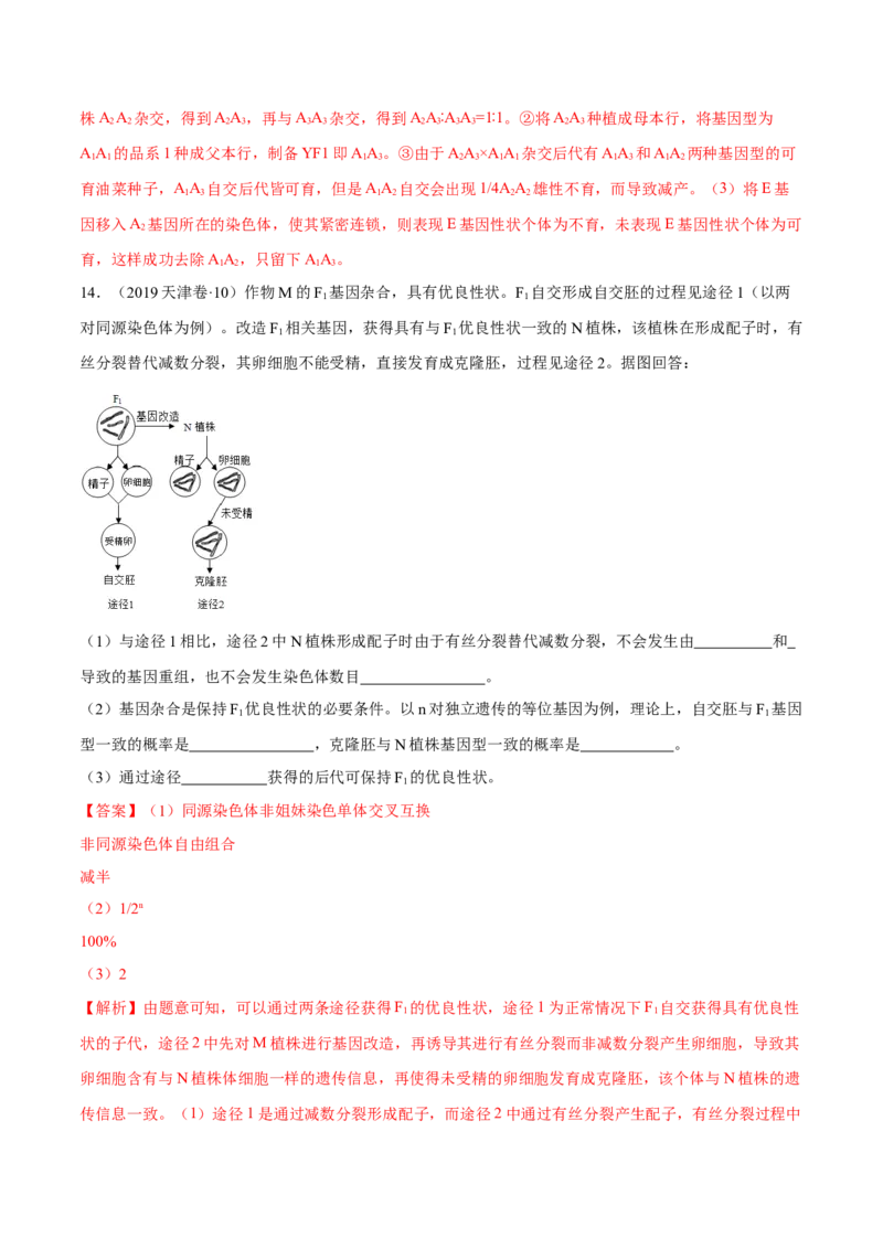 专题05遗传的基本规律与遗传病-十年（2012-2021）高考生物真题分项汇编（全国通用）（解析版）_高考真题分类汇编(2012-2022)生物_高考真题分项汇编(2012-2021)生物