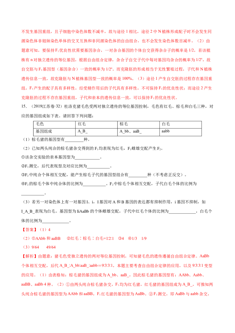 专题05遗传的基本规律与遗传病-十年（2012-2021）高考生物真题分项汇编（全国通用）（解析版）_高考真题分类汇编(2012-2022)生物_高考真题分项汇编(2012-2021)生物