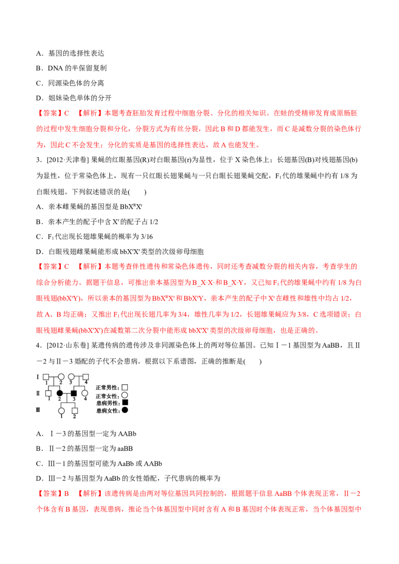 专题05遗传的基本规律与遗传病-十年（2012-2021）高考生物真题分项汇编（全国通用）（解析版）_高考真题分类汇编(2012-2022)生物_高考真题分项汇编(2012-2021)生物