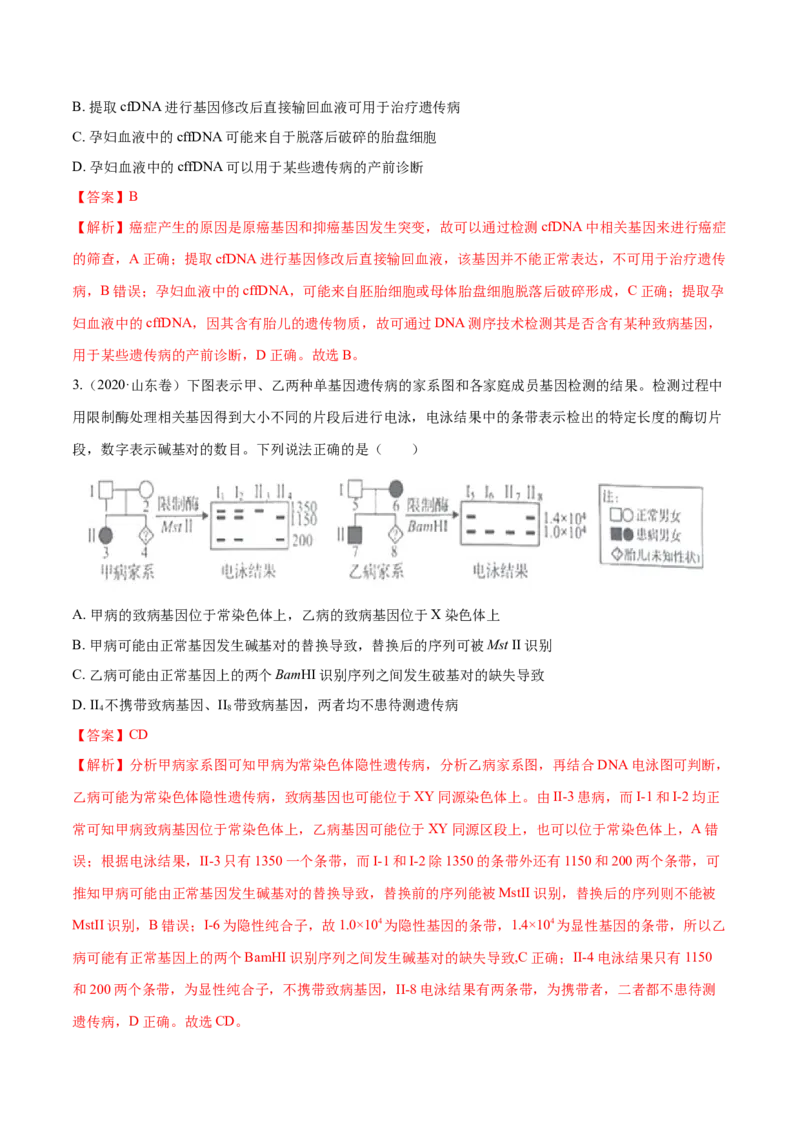 专题05遗传的基本规律与遗传病-十年（2012-2021）高考生物真题分项汇编（全国通用）（解析版）_高考真题分类汇编(2012-2022)生物_高考真题分项汇编(2012-2021)生物
