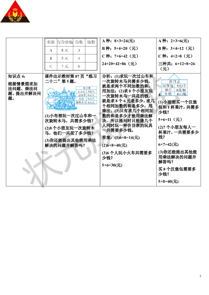 整理和复习_1-6年级上册_数学2年级上册教学资源包（新教材2025秋）_旧教材课件_导学案新版_6表内乘法（二）