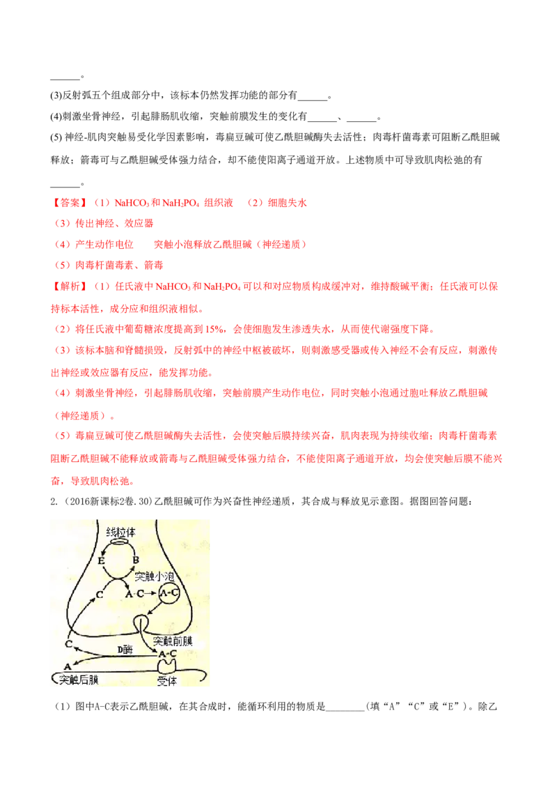 专题15生命活动的调节与免疫综合-十年（2012-2021）高考生物真题分项汇编（全国通用）（解析版）_高考真题分类汇编(2012-2022)生物_高考真题分项汇编(2012-2021)生物