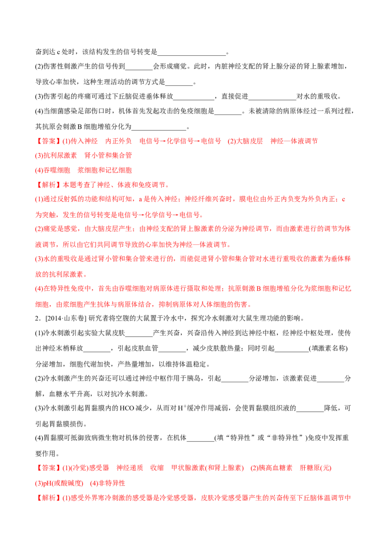 专题15生命活动的调节与免疫综合-十年（2012-2021）高考生物真题分项汇编（全国通用）（解析版）_高考真题分类汇编(2012-2022)生物_高考真题分项汇编(2012-2021)生物