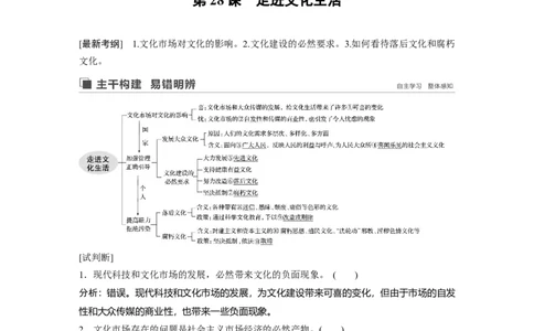79第十二单元发展中国特色社会主义文化第28课　走进文化生活_通用版（老高考）复习资料_2023年复习资料_一轮+二轮_政治高三一轮复习系列_518