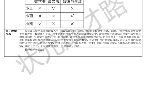 第1课时简单的推理（1）_1-6年级下册_R2数下新插图版_旧教材资源_R2数下教案+学案_导学案_9数学广角&mdash;&mdash;推理