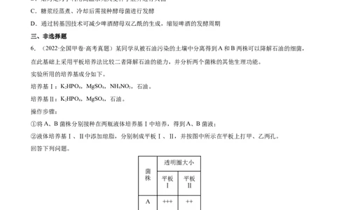 专题13发酵工程-三年（2020-2022）高考真题生物分项汇编（全国通用）（原卷版）_高考真题分类汇编(2012-2022)生物_高考真题分项汇编(2020-2022)生物