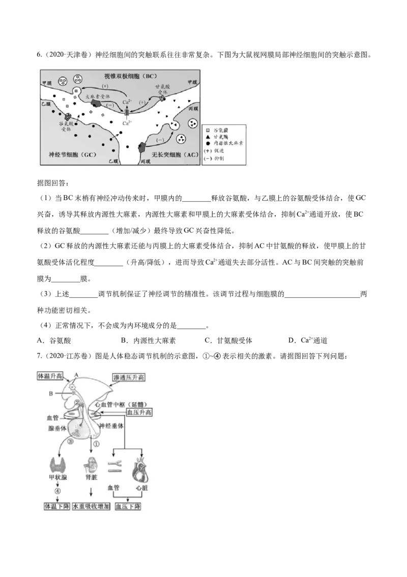 专题15生命活动的调节与免疫综合-十年（2012-2021）高考生物真题分项汇编（全国通用）（原卷版）_高考真题分类汇编(2012-2022)生物_高考真题分项汇编(2012-2021)生物