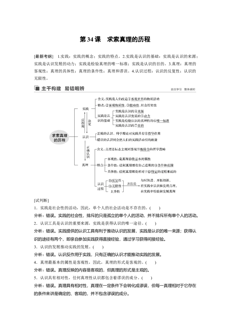 89第十三单元探究世界与追求真理第34课　求索真理的历程_通用版（老高考）复习资料_2023年复习资料_一轮+二轮_政治高三一轮复习系列_390